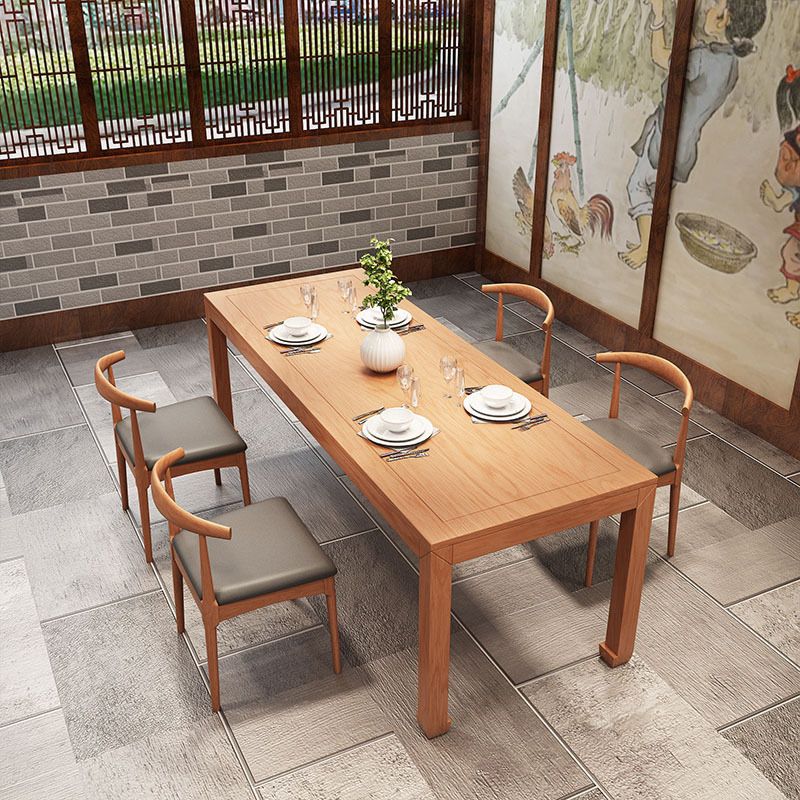 Solid Wood Top Dining Table Rectangle Dining Table with 4 Legs