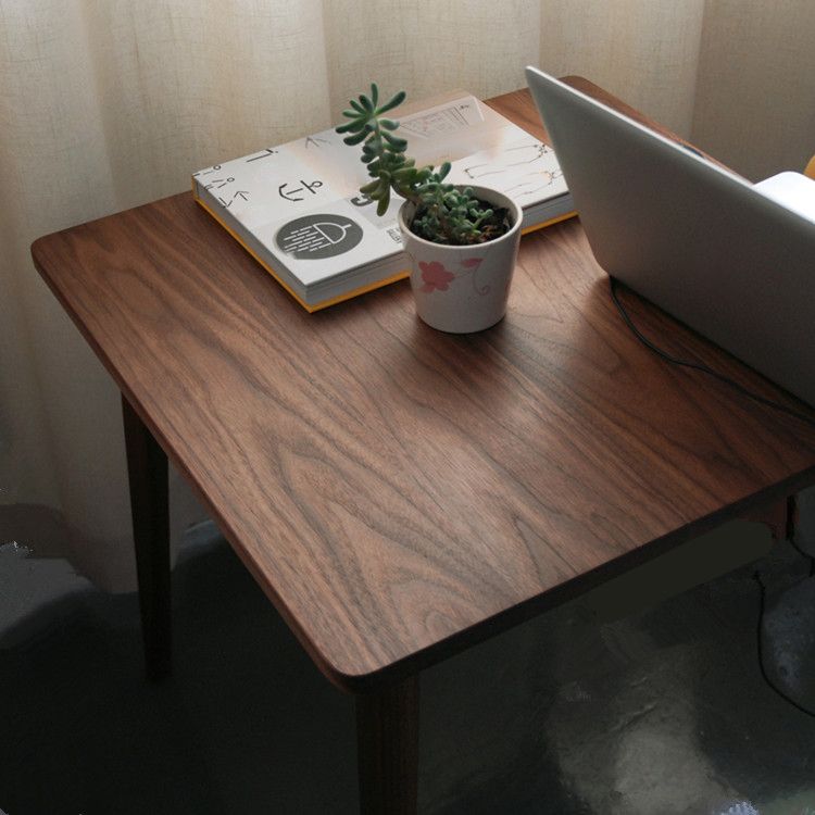 Square 4 Legs Industrial Table Wood Color Fixed Table of Solid Wood
