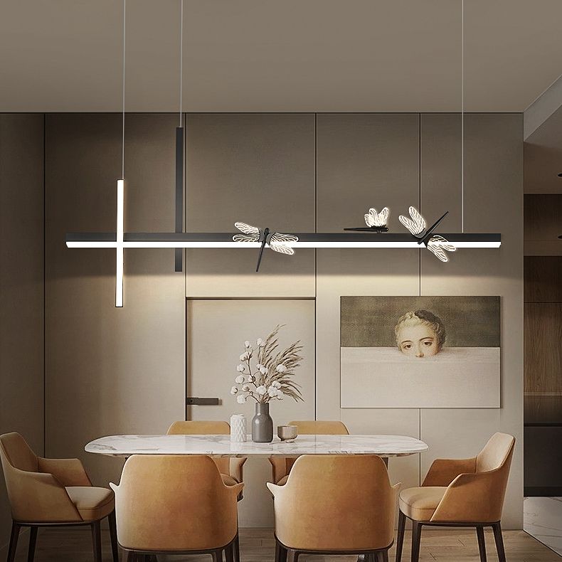 Luces de isla colgantes de libélula ultra contemporánea accesorios de iluminación de araña acrílica para restaurante