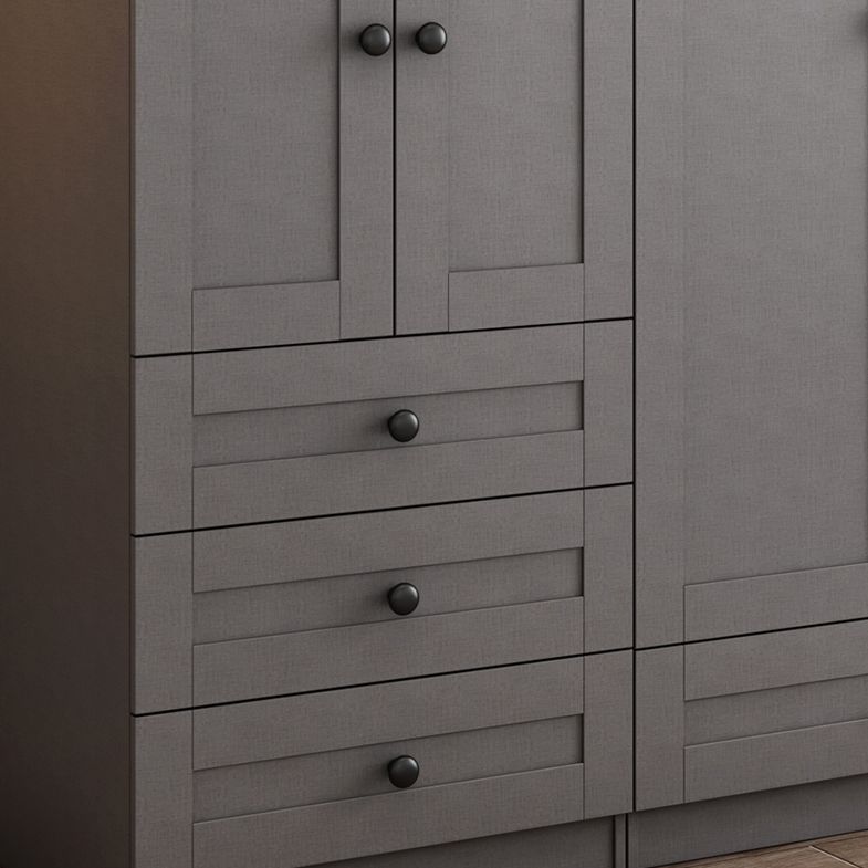 Contemporary Grey Wardrobe Armoire Engineered Wood Wardrobe Closet