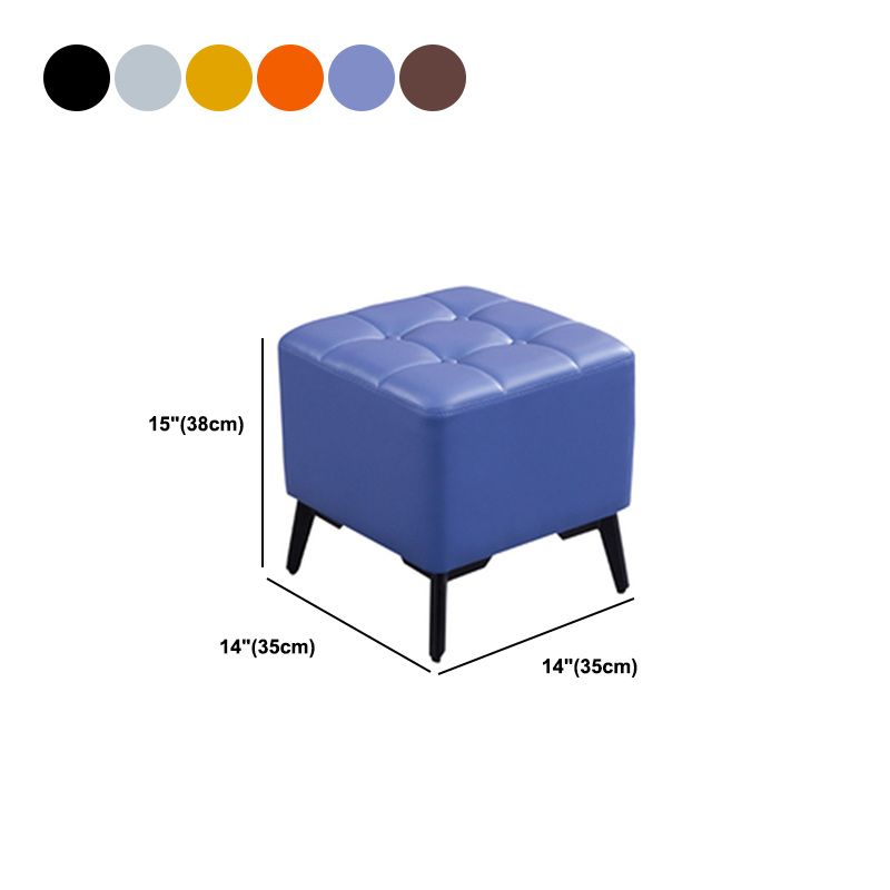 Glam Pouf Ottoman Genuine Leather Upholstered Tufted Square Ottoman with Chair Legs