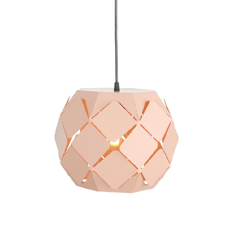 Laser-Cut Hanging Lamp Minimalist Metal 1 Light Living Room Pendant Lighting in Pink