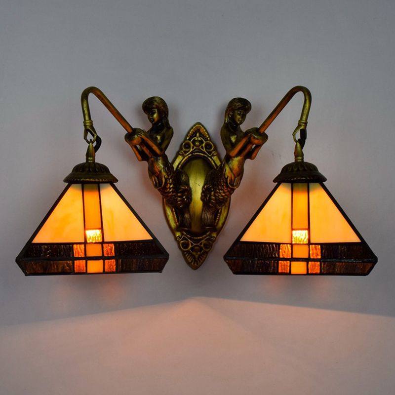 Tiffany Geometric Vanity Wall Lights Glass 2-Light Vanity Wall Light Fixtures