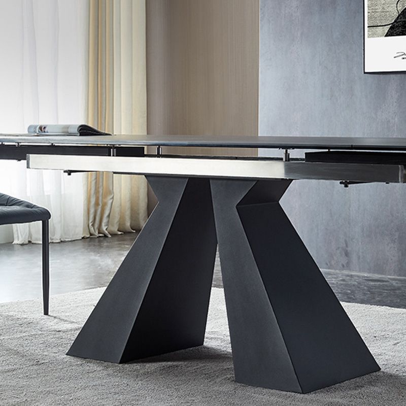 Moderne gesinterde steen uitbreidbare eettafel set rechthoekige huis eetgelegenheid set