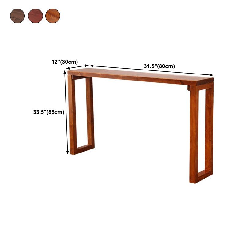 Mid-Century Modern Brown Console Table with Wooden Sled Base