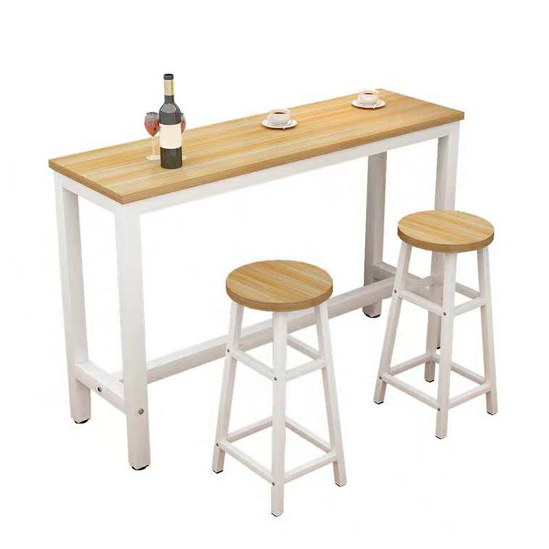 Modern Style Rectangle Bar Table Wood Bistro Bar Desk with Trestle Base