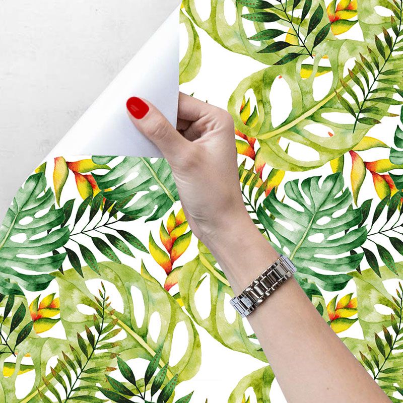 Modernism Palm Tree Wall Covering for Living Room, 29.1 sq ft. Wall Art in Green, Peel and Stick