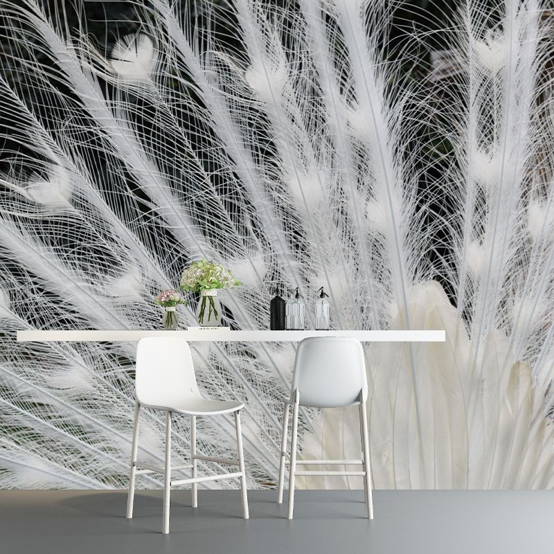 Tropical Style Feather Mural Mildew Resistant for Sitting Room Bedroom