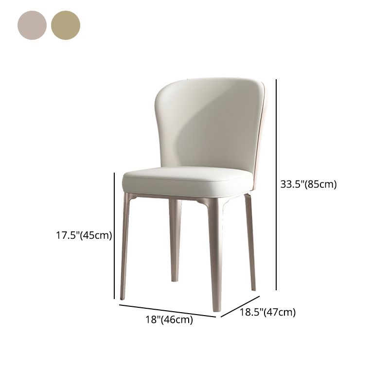 Silla sin brazos de comedor de cuero Glam, silla Parsons de comedor de metal para uso doméstico