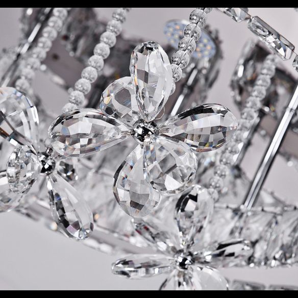 Luxurious Contemporary Flower Ceiling Lamp Crystal Living Room LED Semi Flush Light in Stainless Steel
