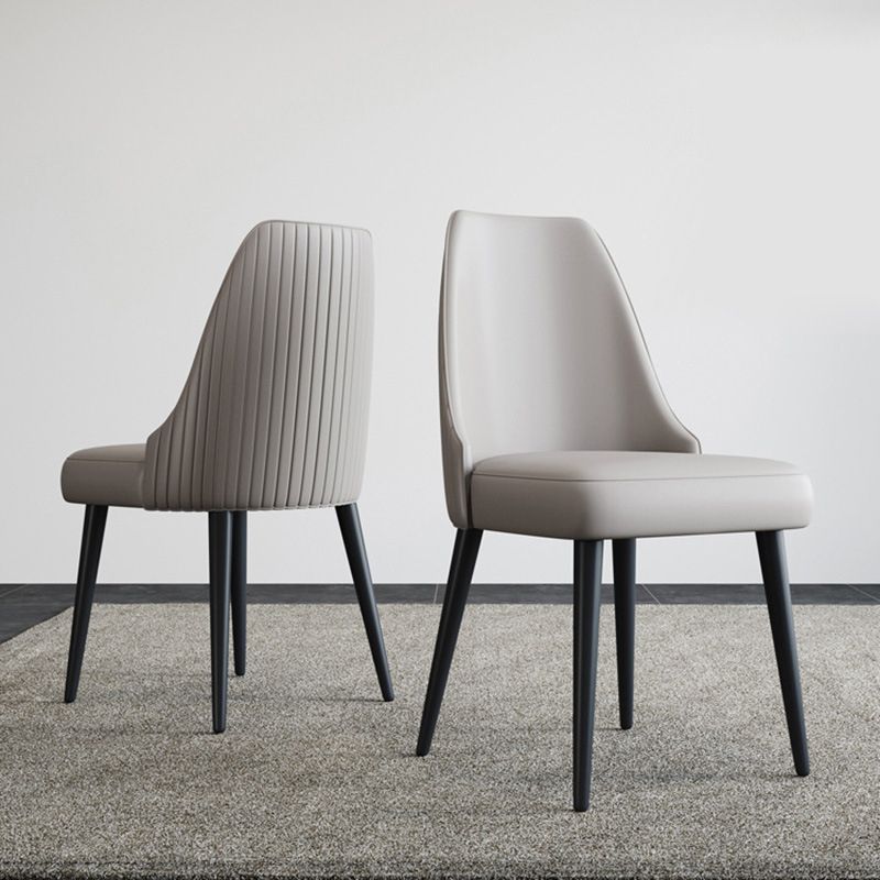 Nordic Metal Side Chair Parsons Armless Chair with Black Legs