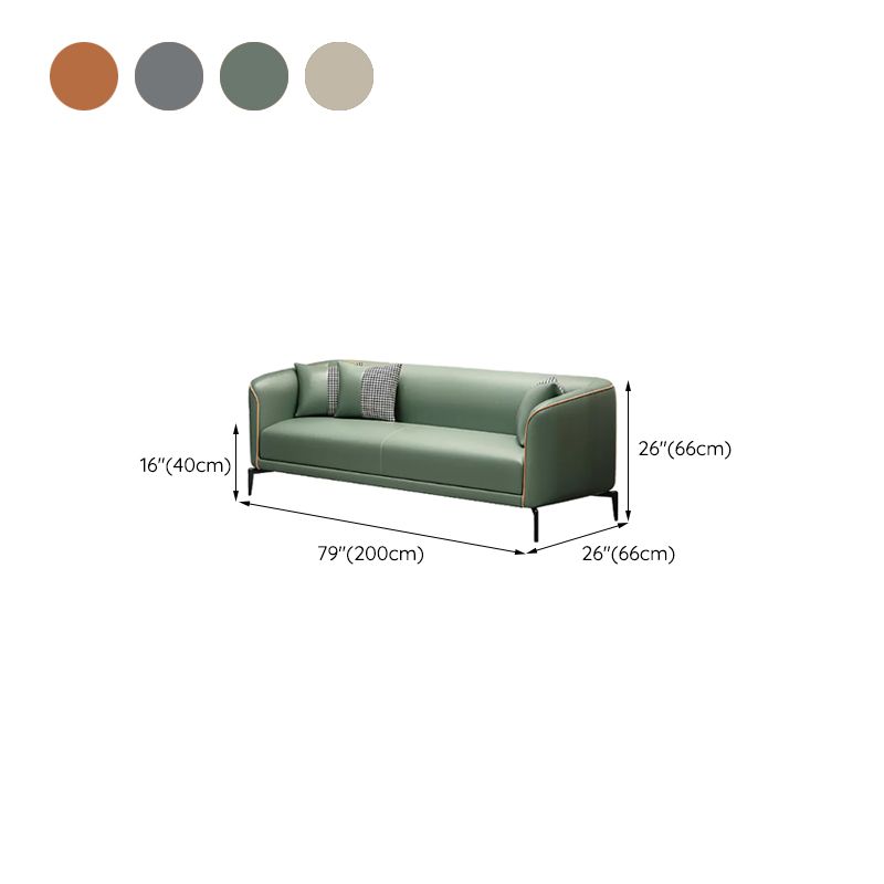 Sloped Arm Faux Leather Sofa Nordic 26" H Seating with Single Cushion