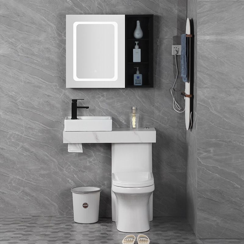 Contemporary Ceramic Flush Toilet White Floor Mounted Urine Toilet with Seat for Washroom