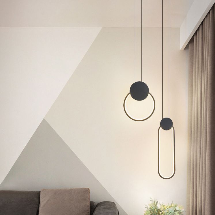 Metaal geometrisch plafond hanglamp moderne stijl led zwarte suspensie hanger licht