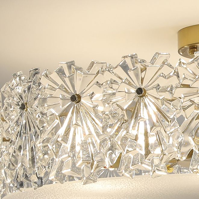 Drum Shape Flush Ceiling Lights Modern Style Glass 6/8 Lights Flush Mount Fixture in Clear