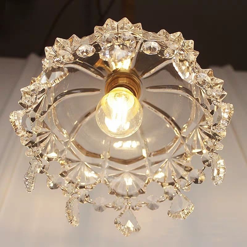 Glass Flower Pendant Ceiling Light Contemporary Suspended Lighting Fixture in Gold