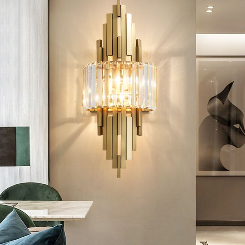 Half Shade Bedroom Wall Sconce Lighting Crystal Nordic Style Wall Lighting Fixture in Gold