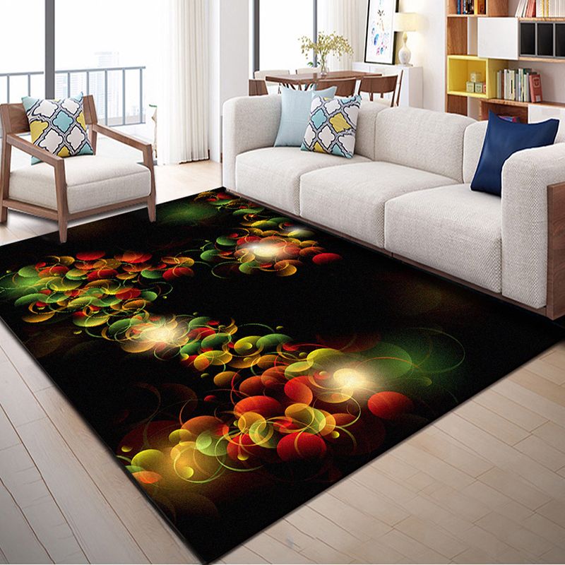 Native American Patterned Rug Multi-Colored Polyester Carpet Machine Washable Pet Friendly Non-Slip Backing Rug for Room