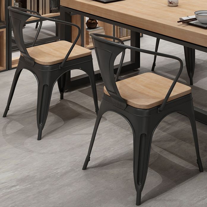 Industrial Style Solid Wood Dining Set with Traditional Height Table and Trestle Base
