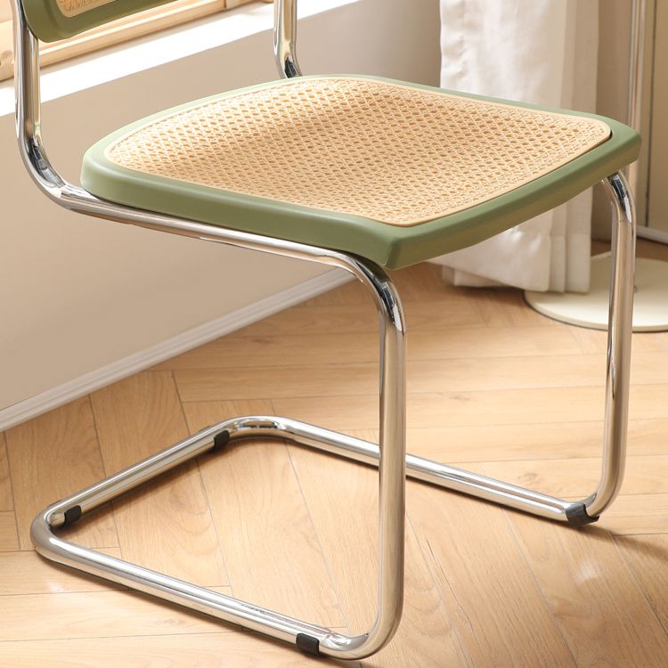 Contemporary Style Open Back Plastic Metal Base Dining Side Chair for Home