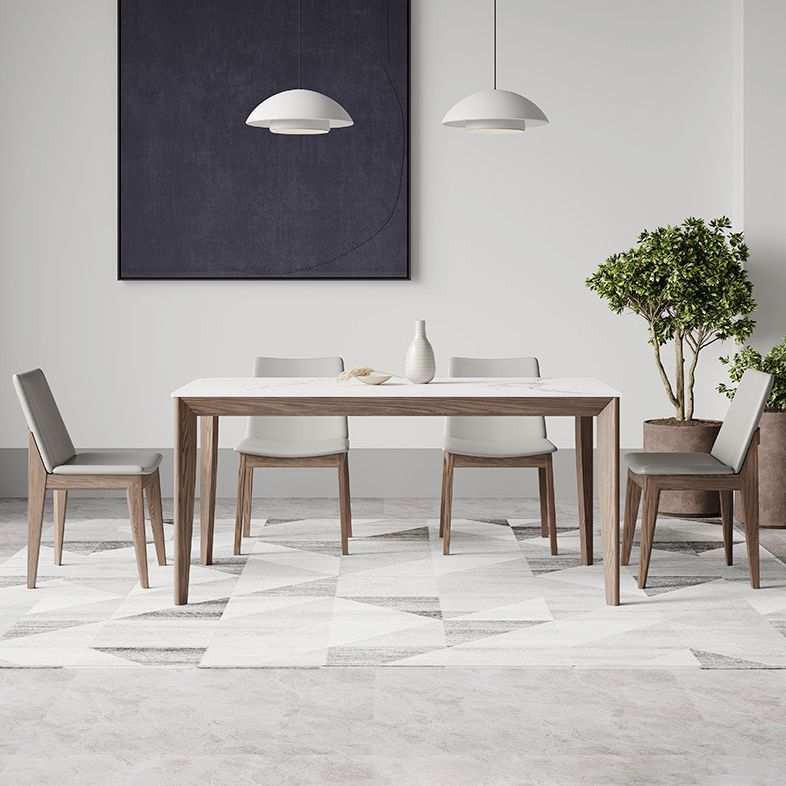 Nordic 1/2/5/7 Pieces Dining Set Sintered Stone Dining Table with Wooden Chairs