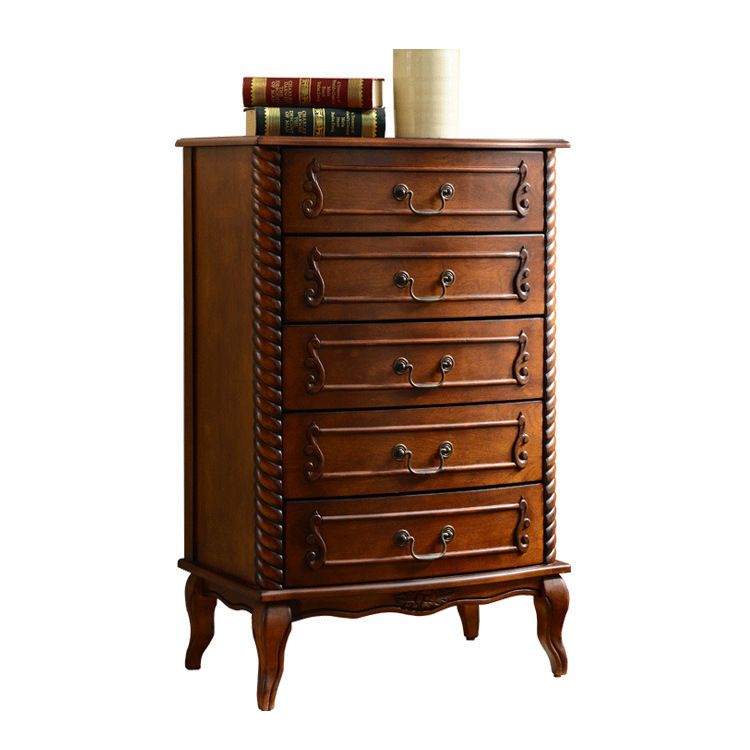 Mid-Century Modern Wood Cabinet Ring Pulls Side Cabinet with Drawer