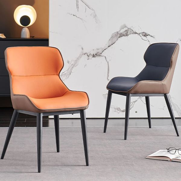 Modern Dining Room Side Chairs Faux Leather Armless Chairs for Home