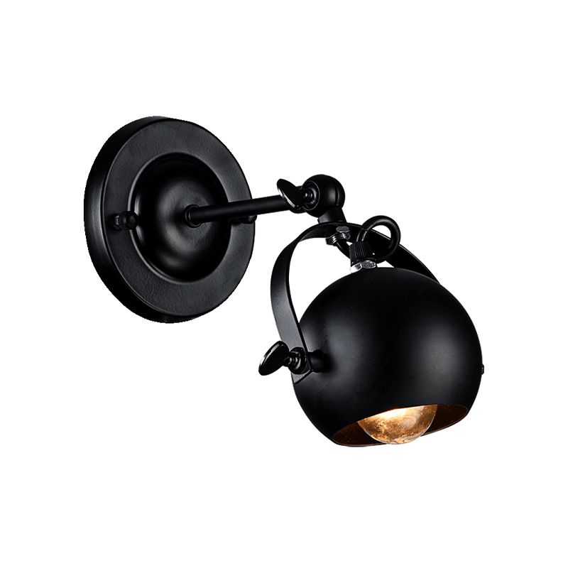 Lámpara de pared de pared de hierro negro de 1 bulbo rotativo de 1 bulb