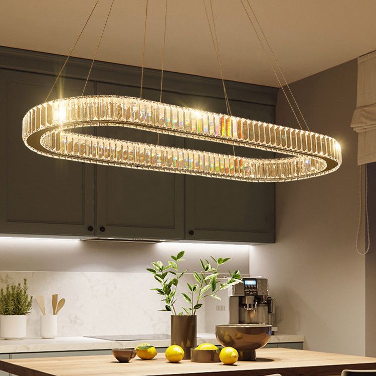 Single Contemporary Silver Kitchen Island Lighting LED Ceiling Light