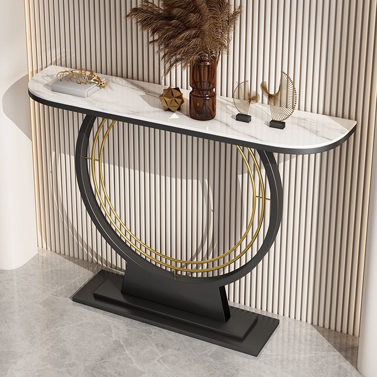 11.8" Wide Stone Console Table Scratch Resistan Console Table Ironcraft Frame Accent Table
