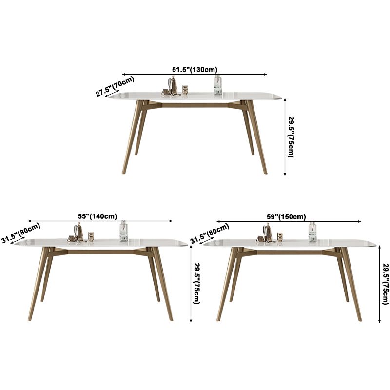 Contemporary Dining Table Sintered Stone Dining Table with 4 Gold Legs