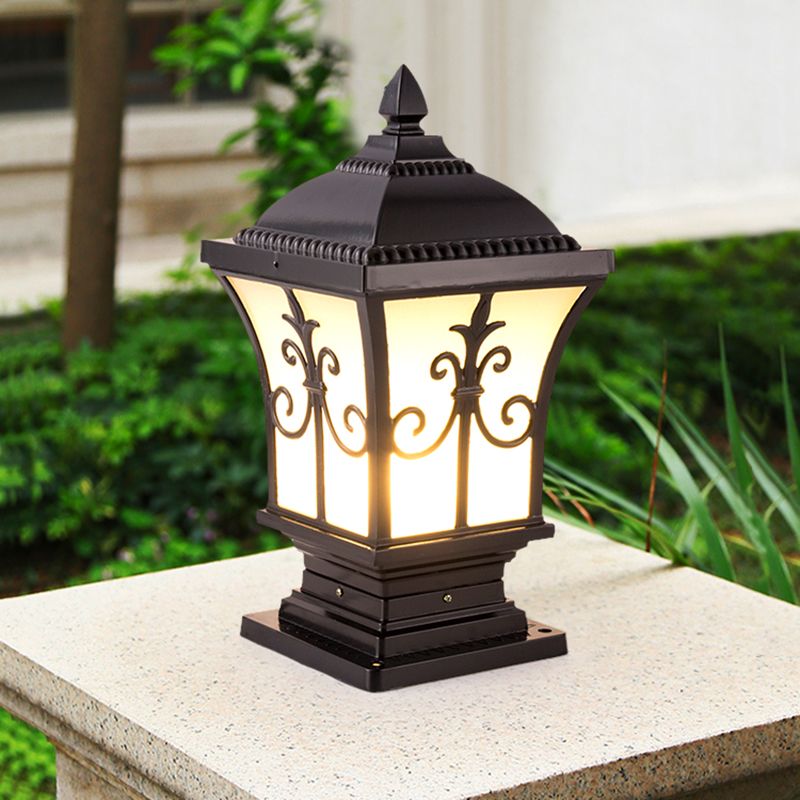 Waterproof Pillar Lamp Black/Golden Square Solar Outdoor Lights for Garden
