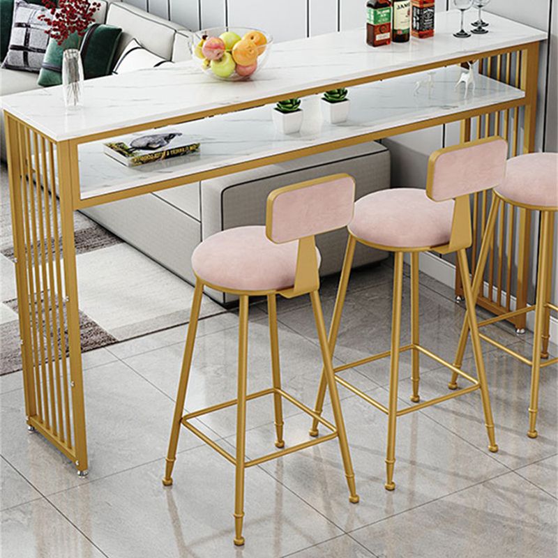 Glam Indoor Bar Stool Table Rectangle Bar Dining Table with Storage