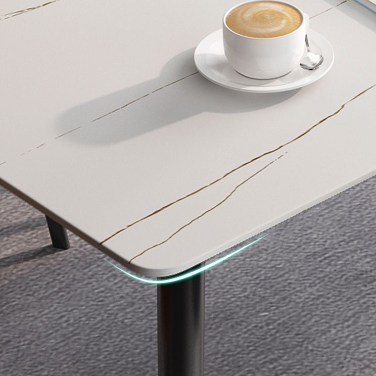 Mesa rectangular con base de acero al carbono para comedor de piedra sinterizada de estilo industrial para el hogar