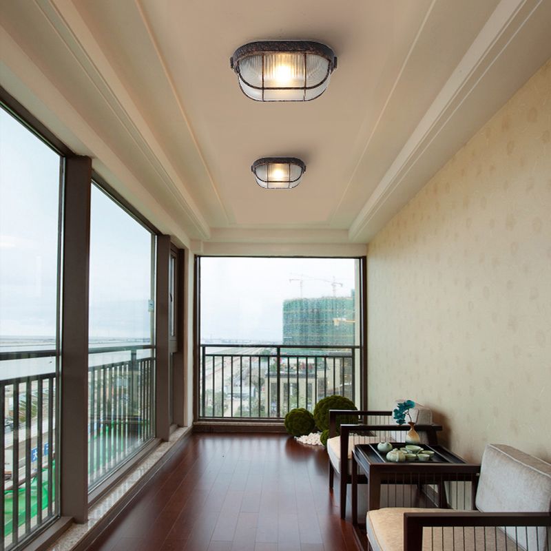 Retro Flush Mount Ceiling Light Bowl Shape Ceiling Lamp for Balcony