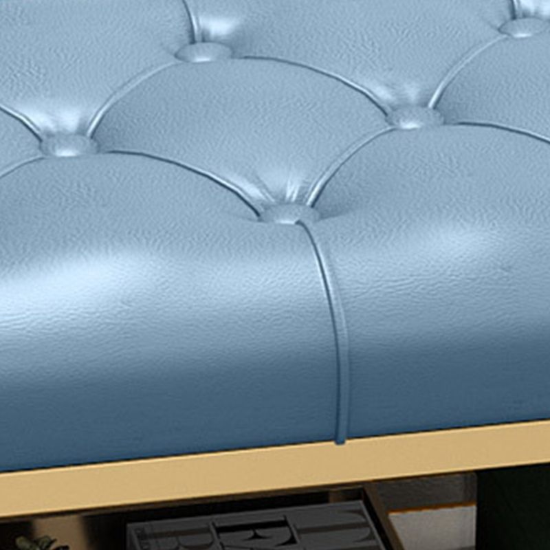 17.7 Inch High Glam Metal Seating Bench Tufted Entryway Bench