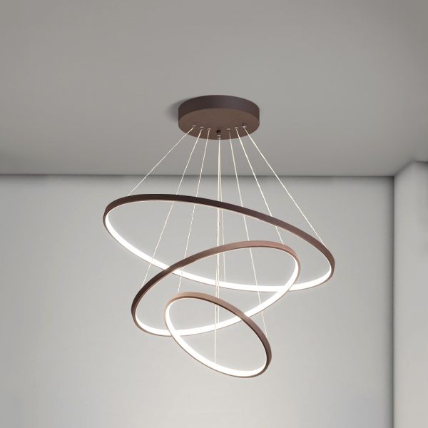 Metal Round Flush Ceiling Light Modern Multi Lights Flush Mount Lighting Fixture in Brown