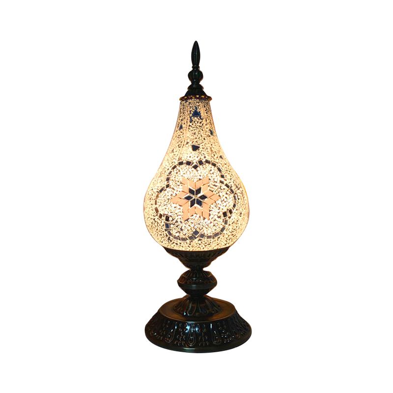 Lampe de Table LED en verre fabriquée à la main, Vintage, blanc/rouge/jaune, lampe de chevet en forme de larme pour chambre à coucher
