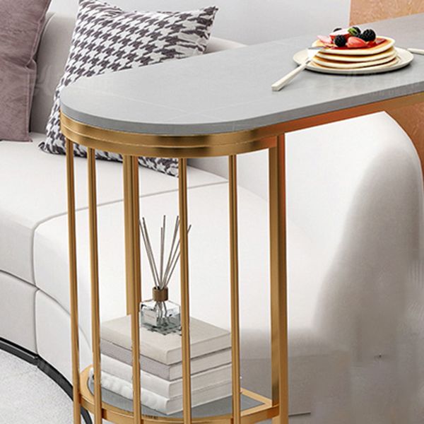 Glam Gold Iron Bar Table Faux Marble Gray Specialty Top 41.3"H Bistro Table with Storage