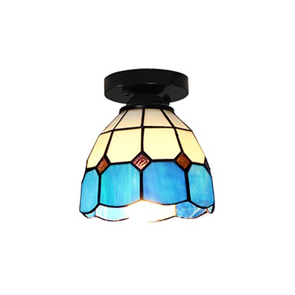 Tiffany Style Dome plafonnier Light Verre 1 Light Light Flush Plafond Light in Blanc / Bleu / Clear for Corridor