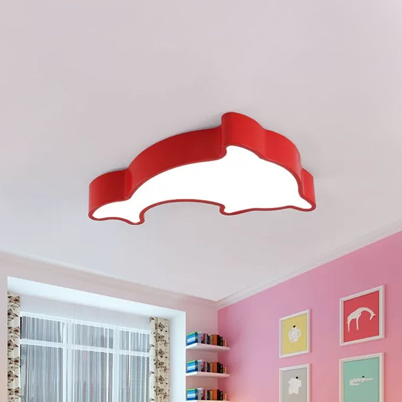 Weiß/Rot/Gelb Delphin Beleuchtung Kinder LED Acryl Flush Mount Deckenleuchte Licht für Schlafzimmer