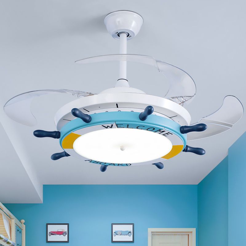 Éclairage de ventilateur pendentif à LED Bleu à LED Bleu et bleu clair de 24,5 "de largeur avec 3 lames transparentes
