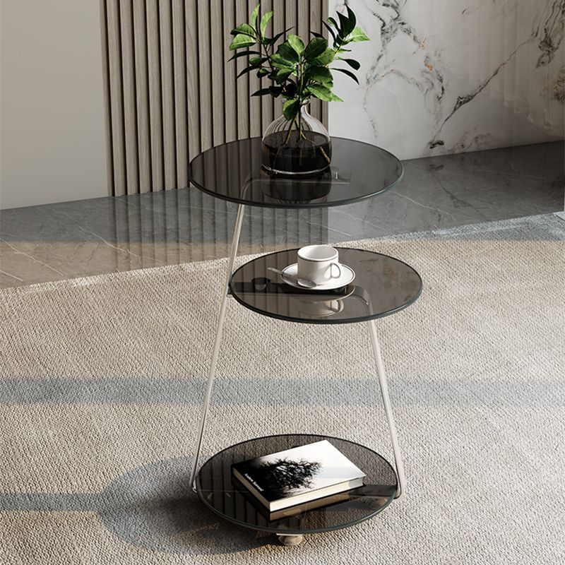 22.83 inch Tall Frame Side Table Modern Round Glass Side End Table