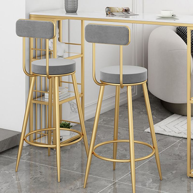 Contemporary Metal Bar Stools Armless Dining Stools with Footrest