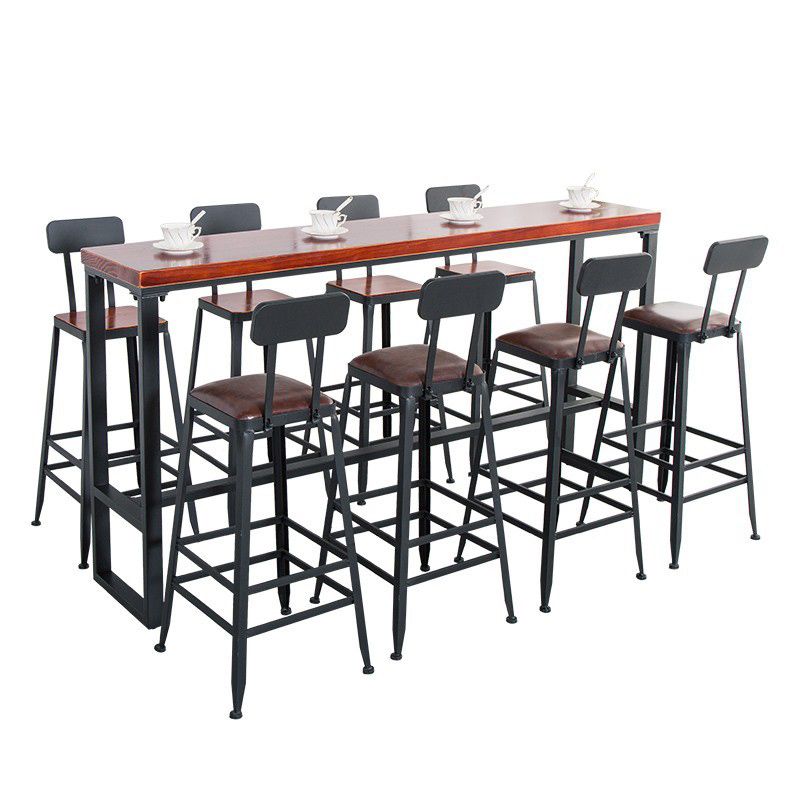 Solid Wood Bar Table Industrial Brown Dining Table for Kitchen Use