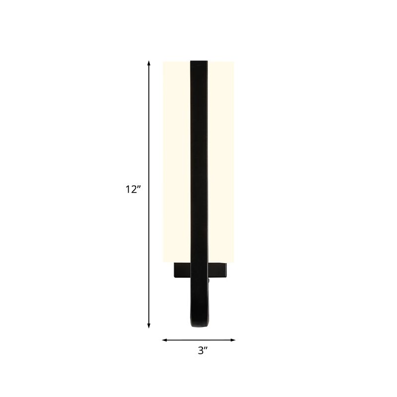 Rectangle Wall Mount Light Minimal Metal LED Black Sconce Lighting Fixture for Living Room, White/Warm Light