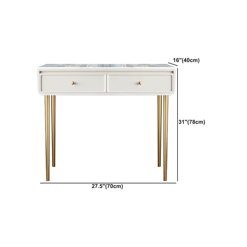 Wood Vanity with 2 Drawers Stone Top Dressing Table in White