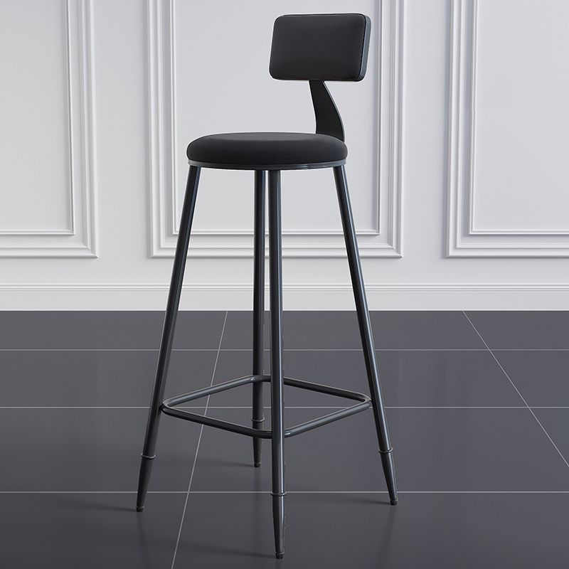 Modern Backrest Armless Counter Stool Iron Dining Room Bar Stool with Cushion and Pedal
