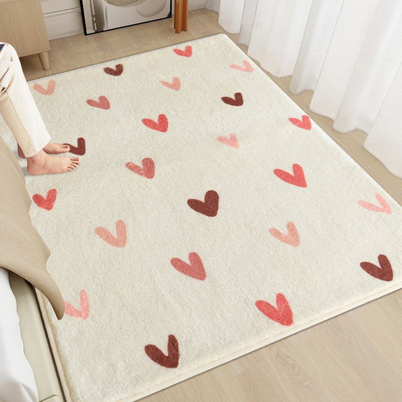 Beige Modern Rug Polyester Flower Rug Non-Slip Backing Rug for Living Room