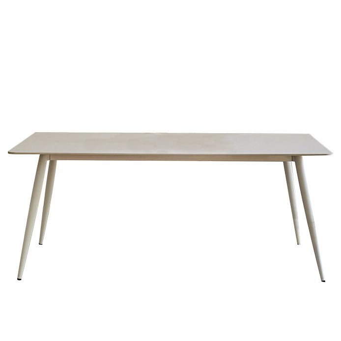 Contemporary Dinette Table Rectangle Stone Dining Room Table in White